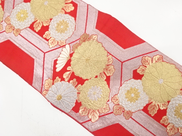 JAPANESE KIMONO / ANTIQUE FUKURO OBI / SILK / WOVEN KIKKO & KIKU